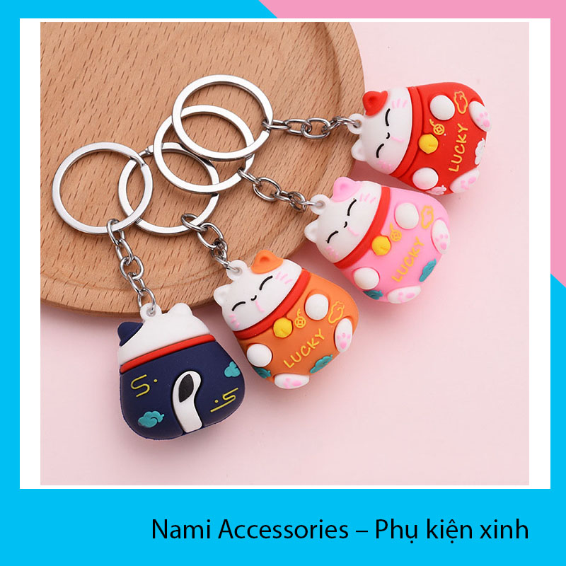 Móc khóa mèo thần tài may mắn - móc chìa khóa lucky cat đáng yêu