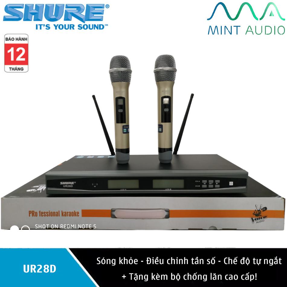 Micro không dây karaoke Shure UR28D Mic hát hay, chống hú cực tốt - Bảo hành 12 tháng