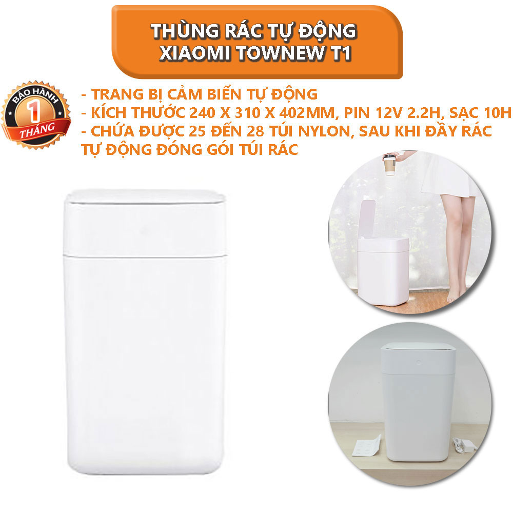 Thùng rác tự động thông minh Xiaomi Townew T1 15.5L - Bảo hành 1 tháng