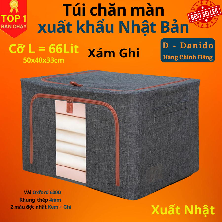 Túi chăn màn khung sắt xuất khẩu Hàn Quốc, Túi đựng chăn mền quần áo cao cấp chính hãng D Danido
