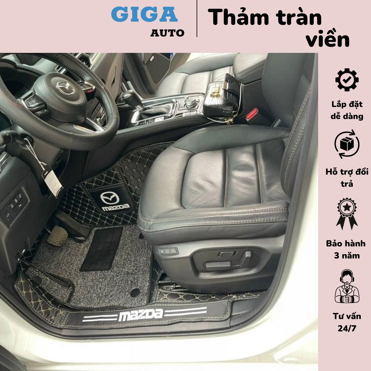 Thảm lót sàn oto Tràn viền 5D, 6D cho xe 5 chỗ chống nước, không mùi, phủ kín sàn xe bảo hành tới 10 năm