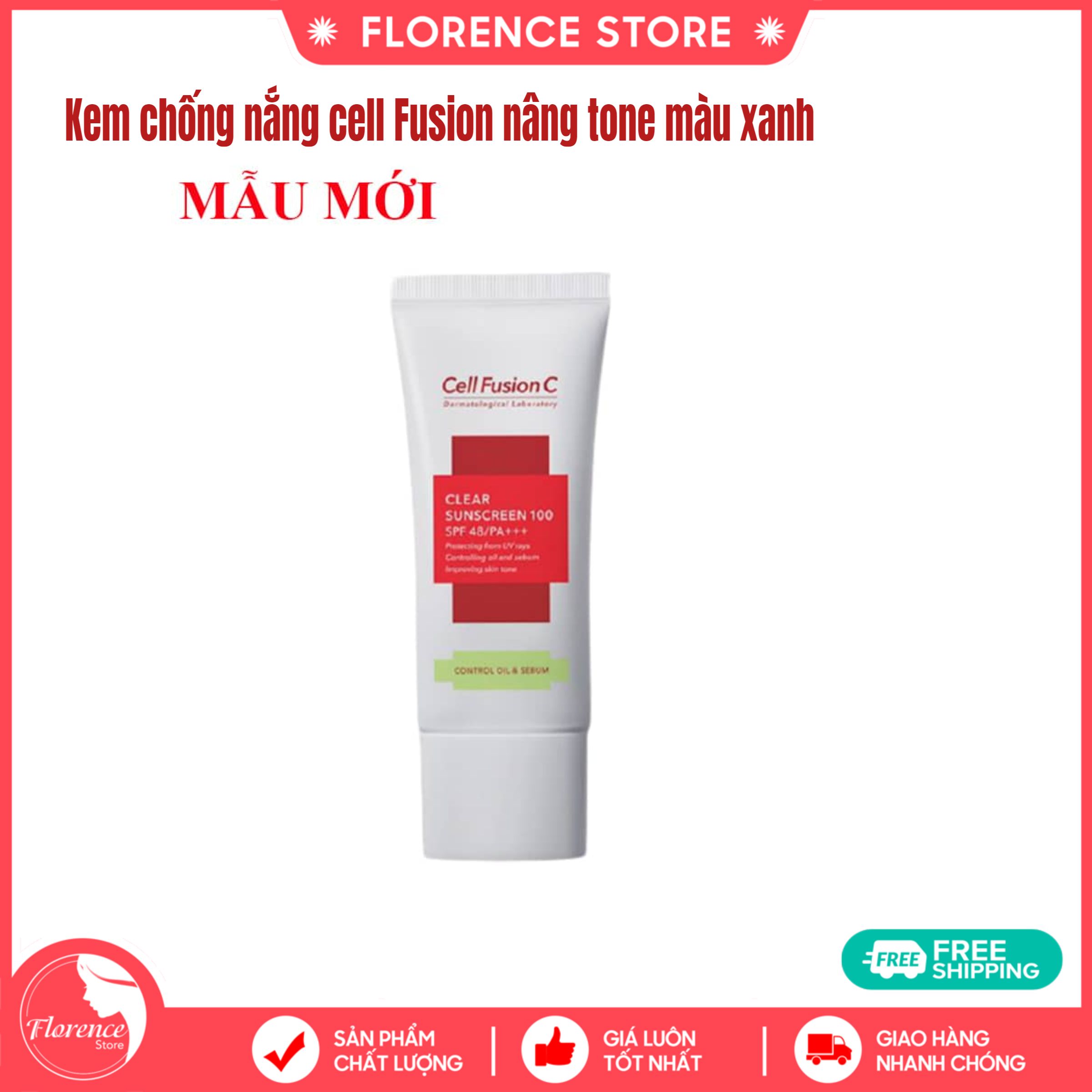 Kem chống nắng Cell Fusion C màu xanh mẫu mới Florence Store