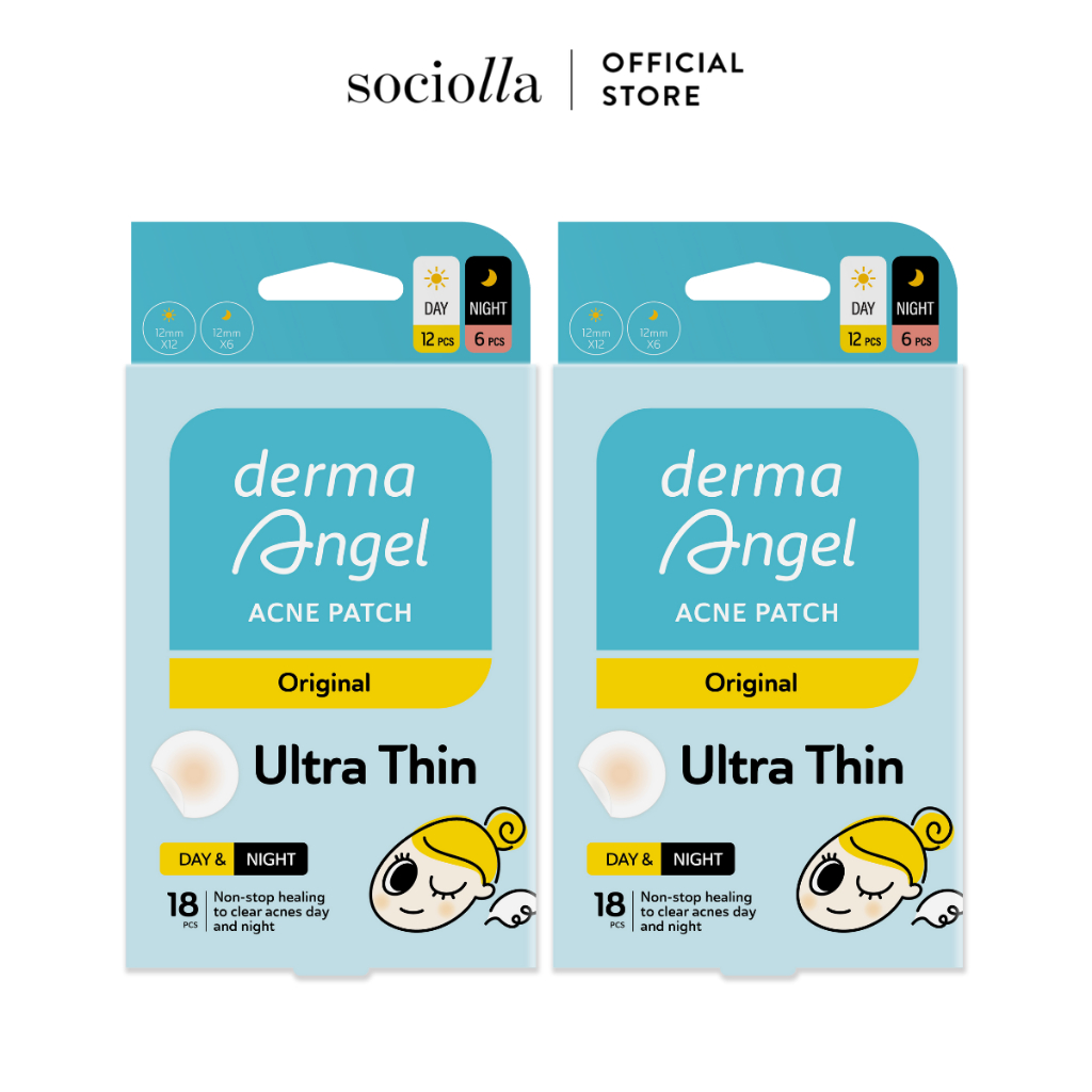 Combo 2 Hộp Miếng Dán Mụn Dành Cho Cả Ngày Derma Angel (12+6 Miếng) x 2