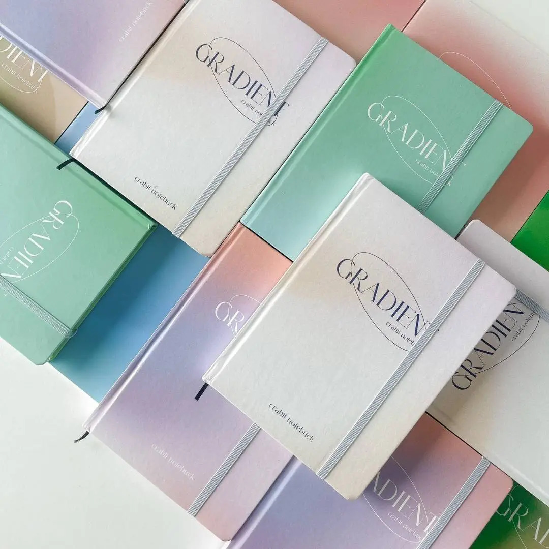 Sổ tay a5 crabit gradient 130gsm, ruột kẻ ngang grid chấm dot, ghi chép, bullet journal