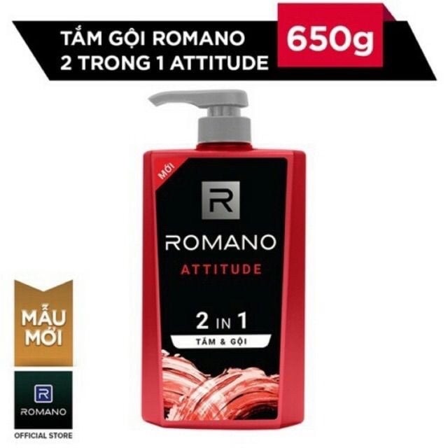 Dầu gội & Sữa tắm 2in1 nam Romano hương nước hoa Attitude 650ml