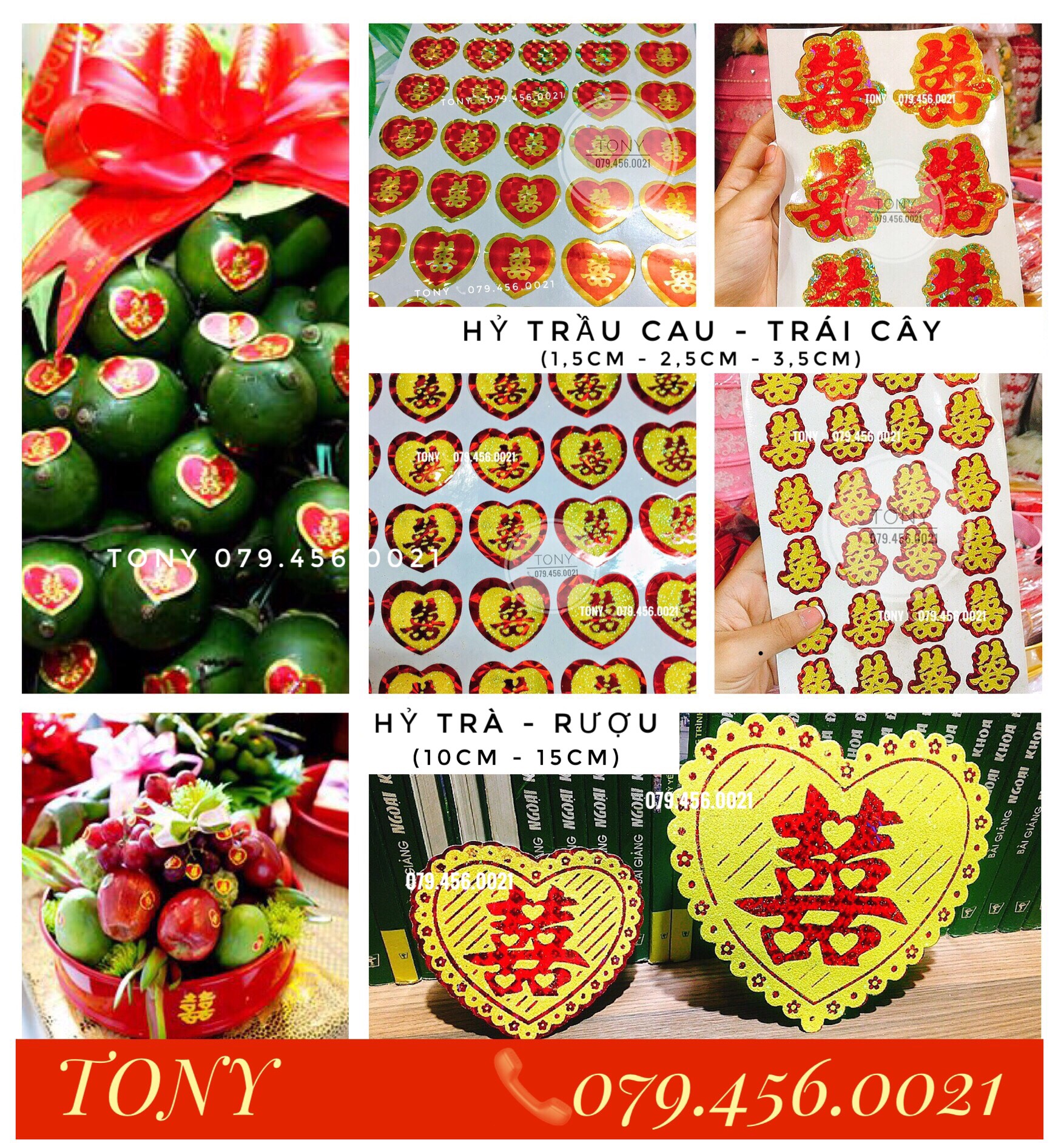 [CƯỚI] Decal SONG HỶ DÁN TRẦU CAU TRÁI CÂY & PHỤ KIỆN TRANG TRÍ MÂM QUẢ - HÀNG ĐẸP SIÊU CHẮC
