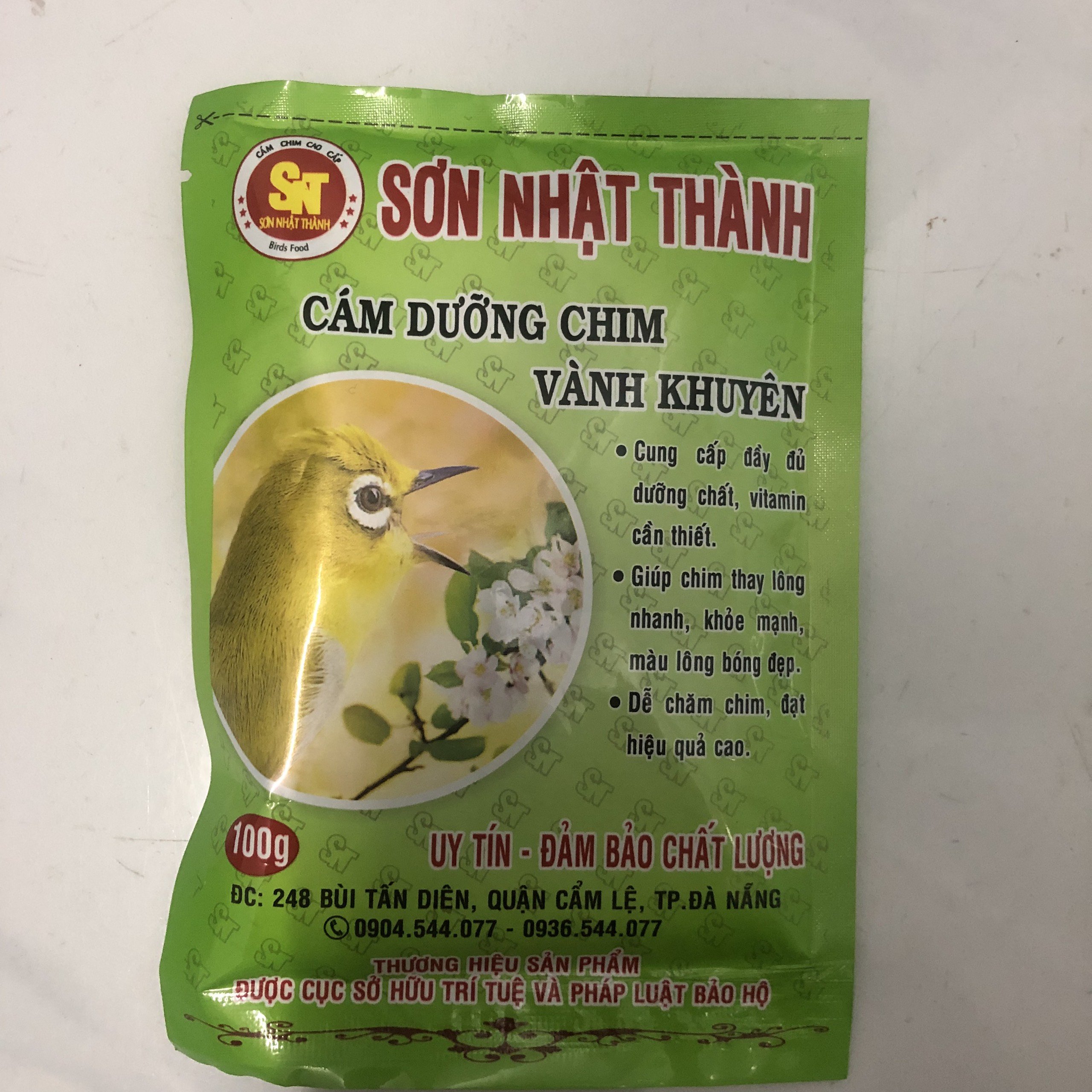 Cám vành khuyên sơn nhật thành dưỡng 100gr - cám sơn nhật thành dưỡng cho chim khuyên
