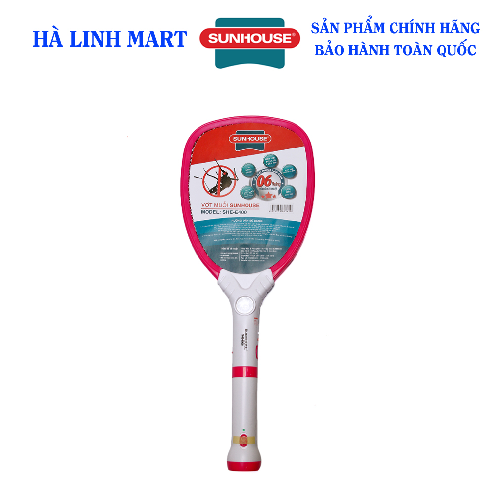 Vợt Muỗi Sunhouse SHE-E400, Vợt bắt muỗi, Vợt đánh muỗi, Vợt muỗi điện, Hàng chính hãng bảo hành 12 tháng