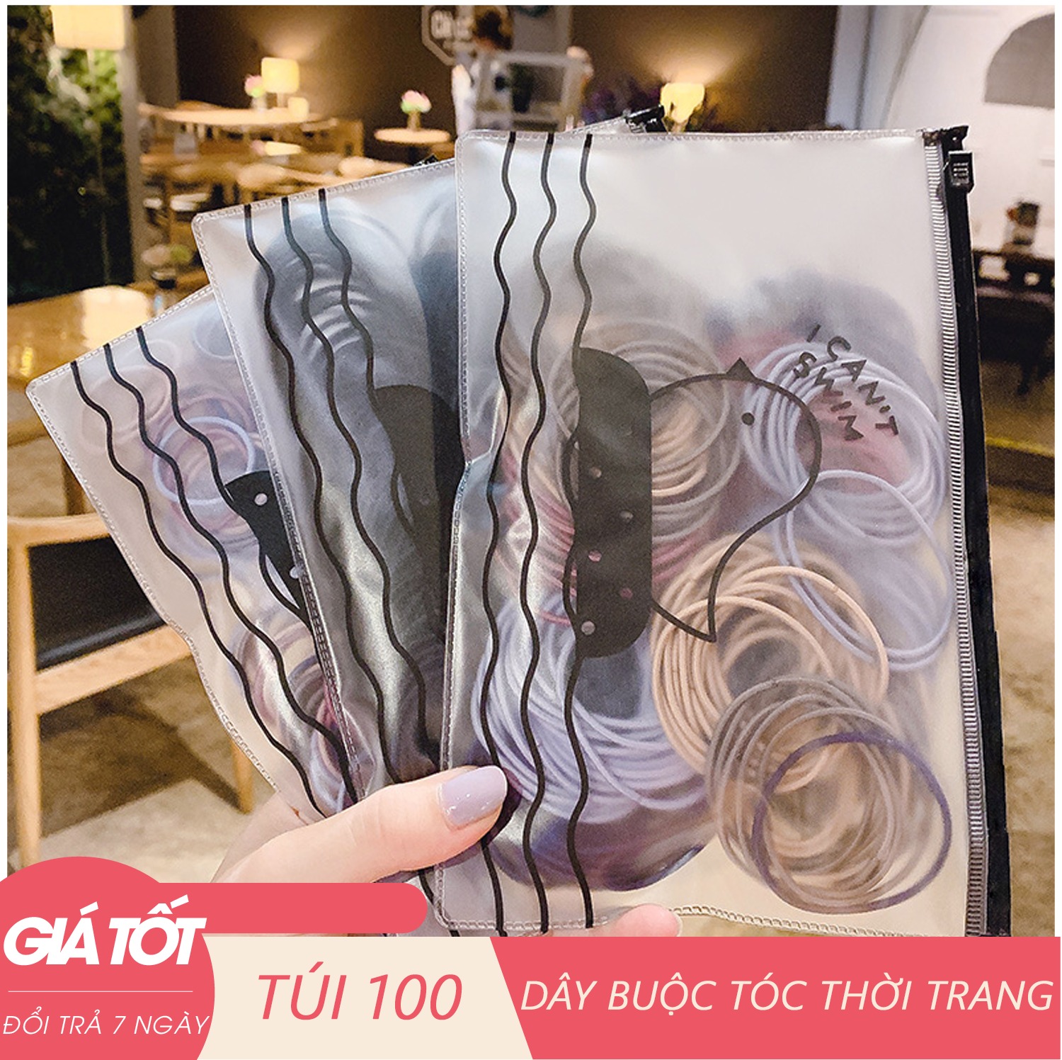 [PHỤ KIỆN THỜI TRANG] Dây thun buộc tóc, Set 100 dây thun buộc tóc -  dây cột tóc, thun buộc tóc,Túi Cột tóc, buộc tóc chun scrunchies siêu bự tiện lợi, xinh sắn