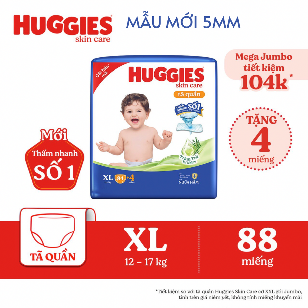 TÃ QUẦN Huggies Skin Care MEGA JUMBO Tràm Trà Tự Nhiên