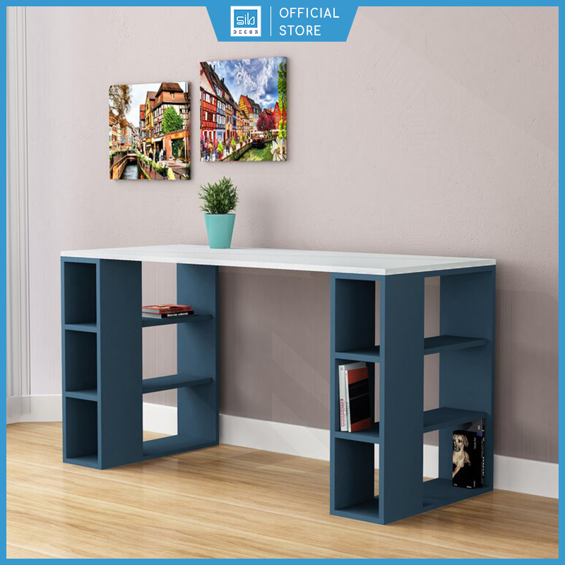Bàn Làm Việc Kiêm Kệ Sách Đơn Giản Mà Đẹp SIB Decor BLV48