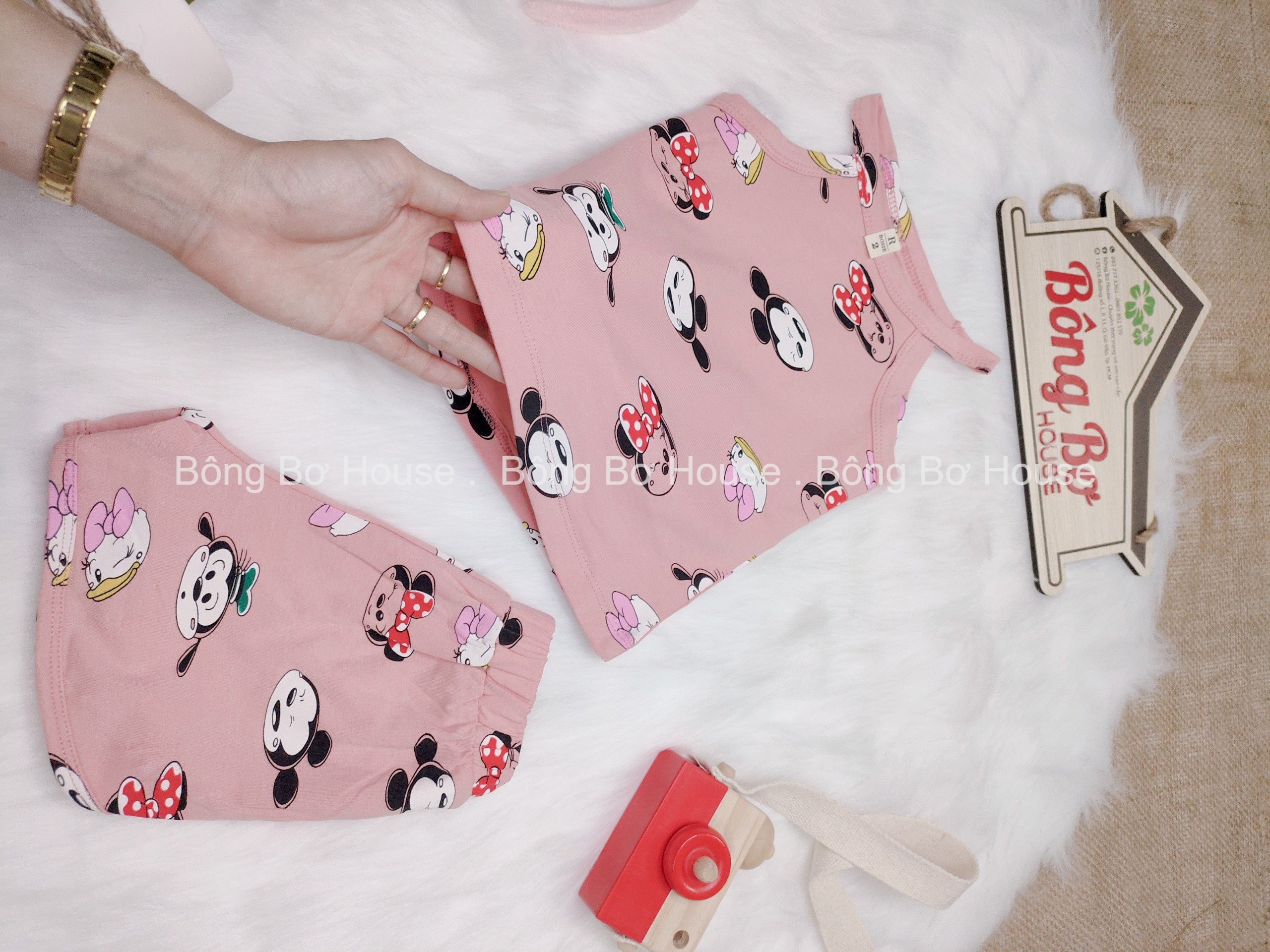 ( Hình thật) Bộ body cổ yếm mickey chất cotton ROSIE chuẩn loại 1 cho bé gái (size từ 5kg–22kg)
