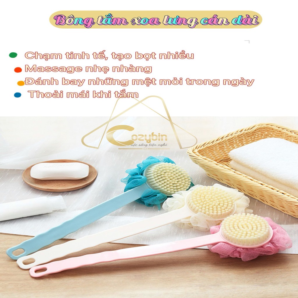Bông Tắm Silicon Tẩy Tế Bào Chết Cây Cọ Chà Lưng Kỳ Ghét Tạo Bọt Massage 2 In 1