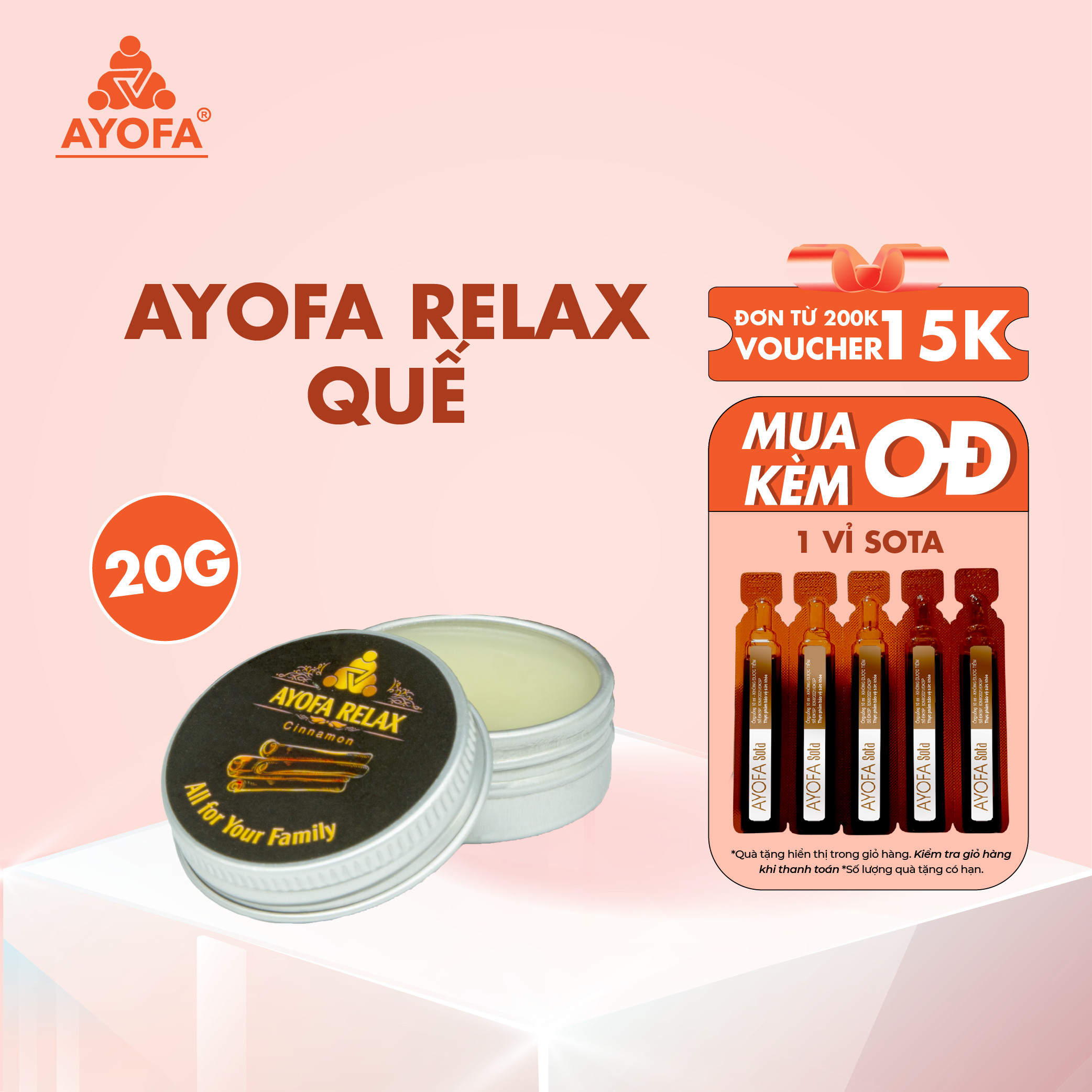 Cao Xoa Bóp Massage Thảo Dược Cải Thiện Đau Nhức Xương Khớp Ayofa Relax 20g Hương Quế