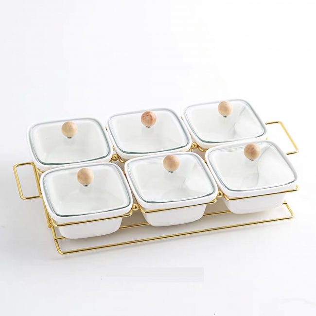 💥💥khay sứ 6 ngăn khay đựng mứt sứ đẹp màu trắng