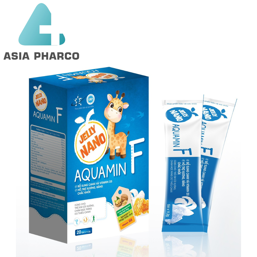 Thạch Jelly Nano Aquamin F - Bổ Sung Canxi, Vitamin D3 Giúp Hỗ Trợ Xương, Răng Chắc Khỏe - Hộp 20 gói x 11,2g