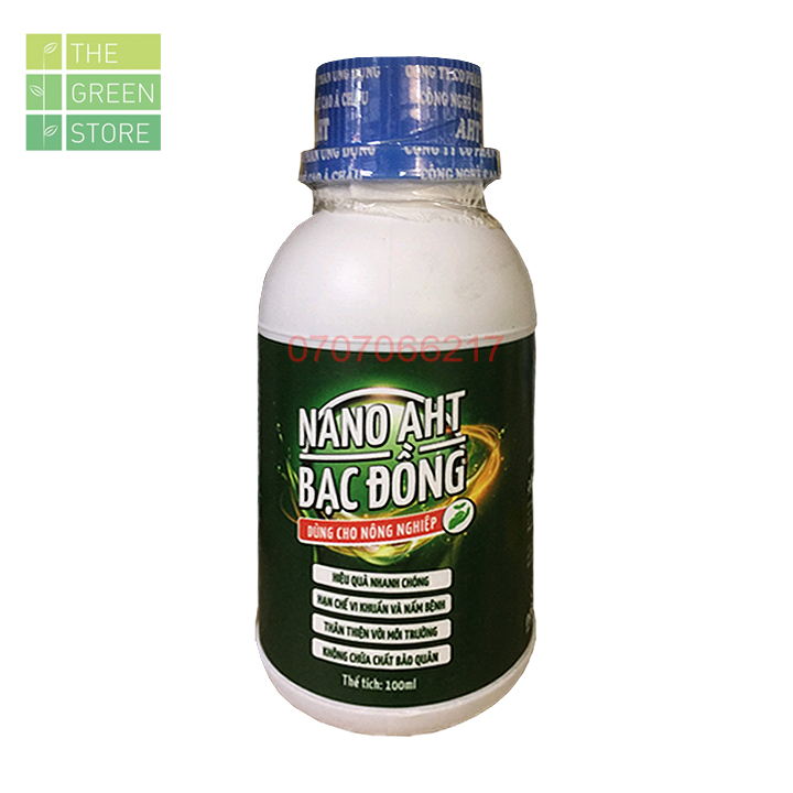 Nano AHT bạc đồng (100ml) phòng trừ vi khuẩn, nấm bệnh cho hoa lan, hoa hồng, mai vàng, cây cảnh, kiểng lá, rau màu, cây ăn trái