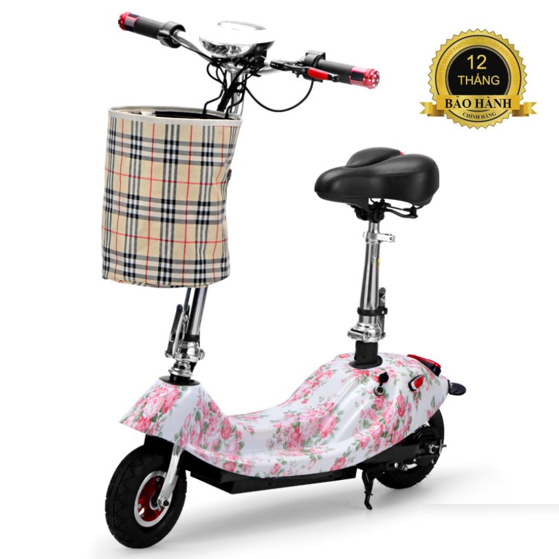 Xe Điện Gấp Gọn Mini E-SCOOTER (Ác Quy 24V-12A/ Có Giảm Sóc Trước/ Tặng Ghế Em Bé)