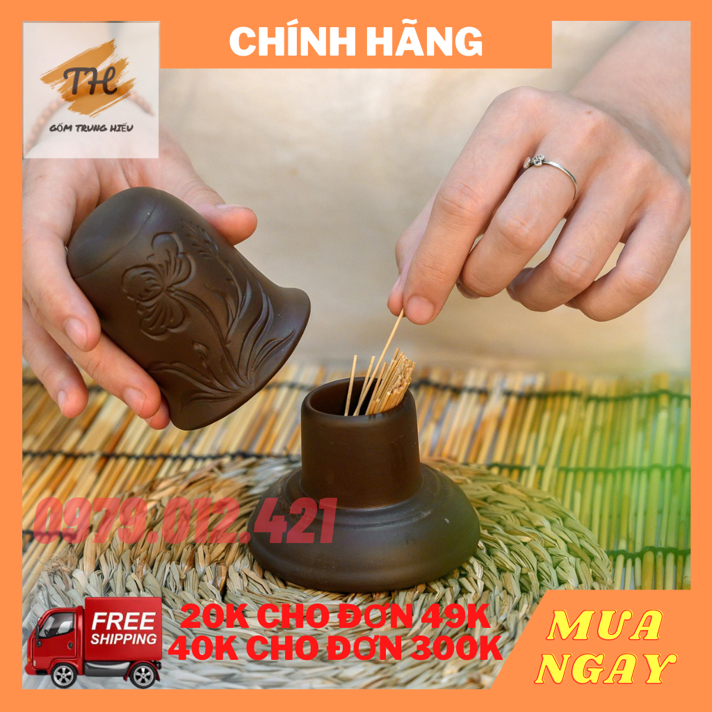 Ống tăm gốm tử sa Bát Tràng