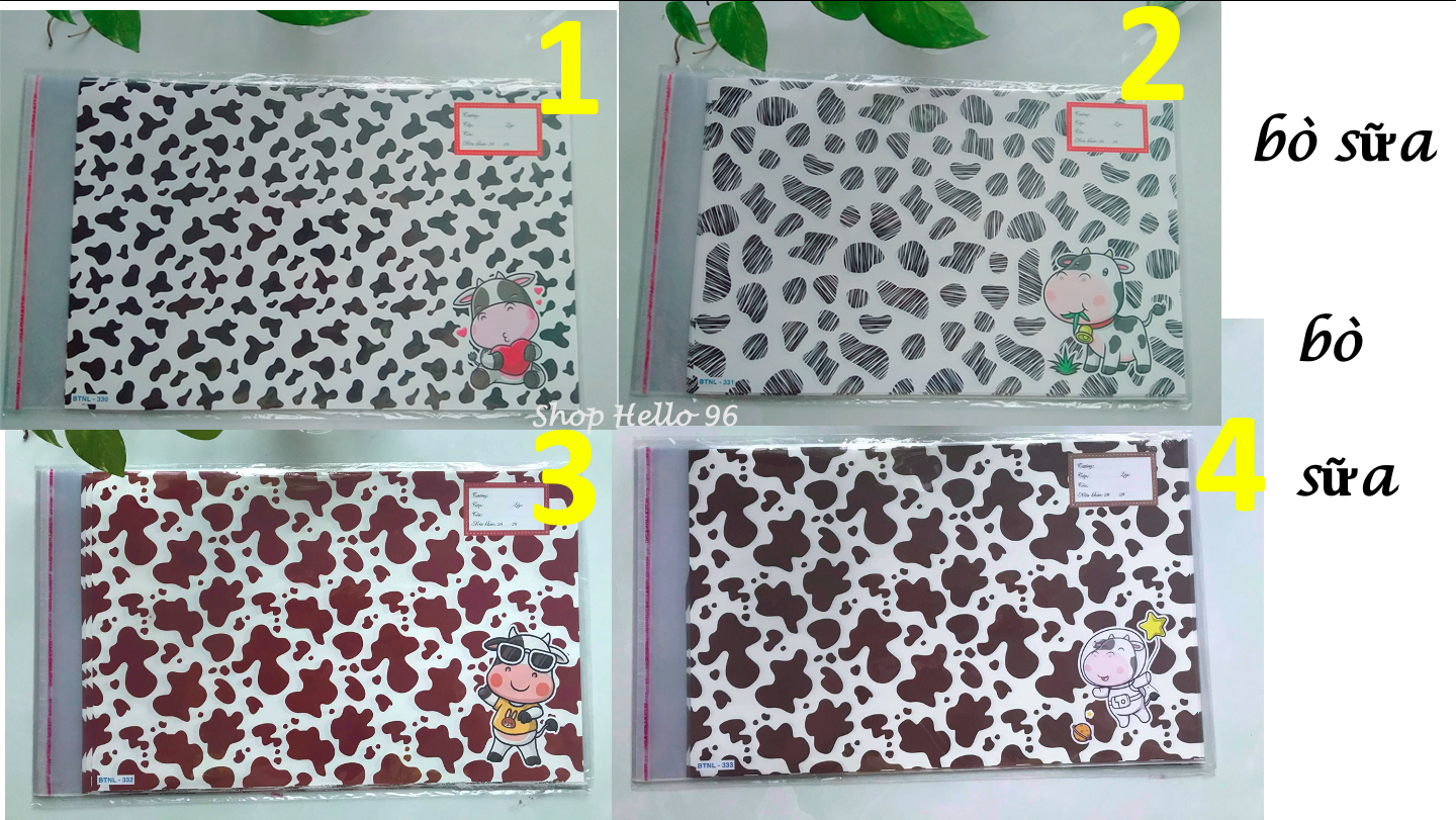 BAO TẬP VỞ CÓ SẴN BÌA KIẾNG TRÀ SỮA, BƠ, BÒ SỮA ĐÁNG YÊU (1 XẤP GỒM 10 TỜ CÓ SẴN BÌA KIẾNG)