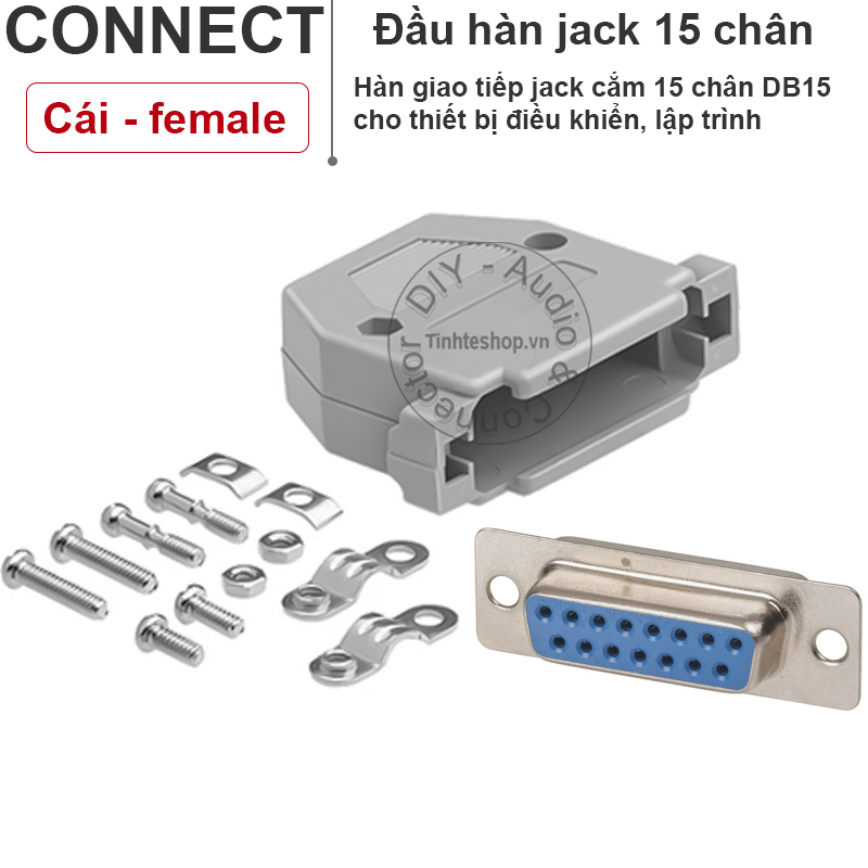 1 chiếc - đầu hàn kèm vỏ ốp db15 cái - vỏ ốp đầu hàn jack d-sub 15pin db15 cái od10mm