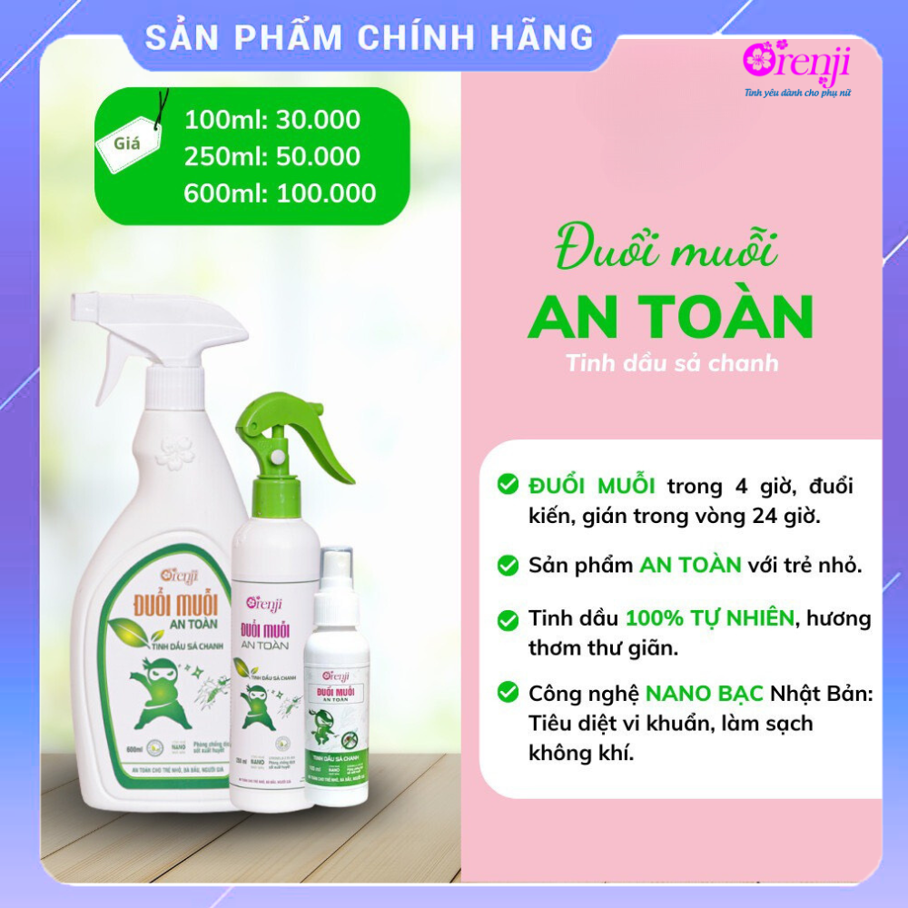 Xịt đuổi muỗi, côn trùng sả chanh cho bé, xịt muỗi an toàn, không hóa chất độc hại bảo vệ bé yêu Orenji