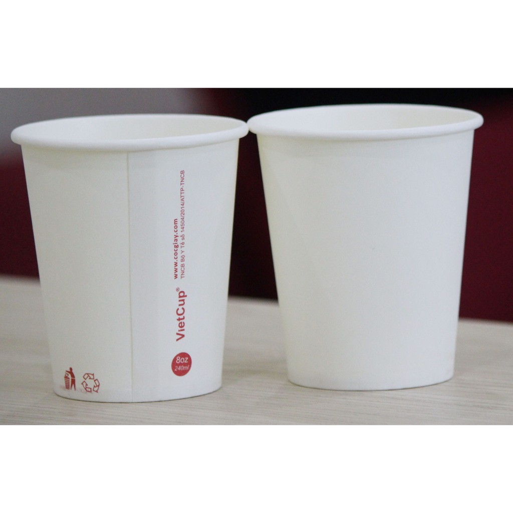 Ly giấy cốc giấy hàng chính hãngcao cấp VIETCUP tiện lợi cho Văn phònghội thảohội nghịLoại 7Oz =210 ml màu trắng 1 lốc 50 cái