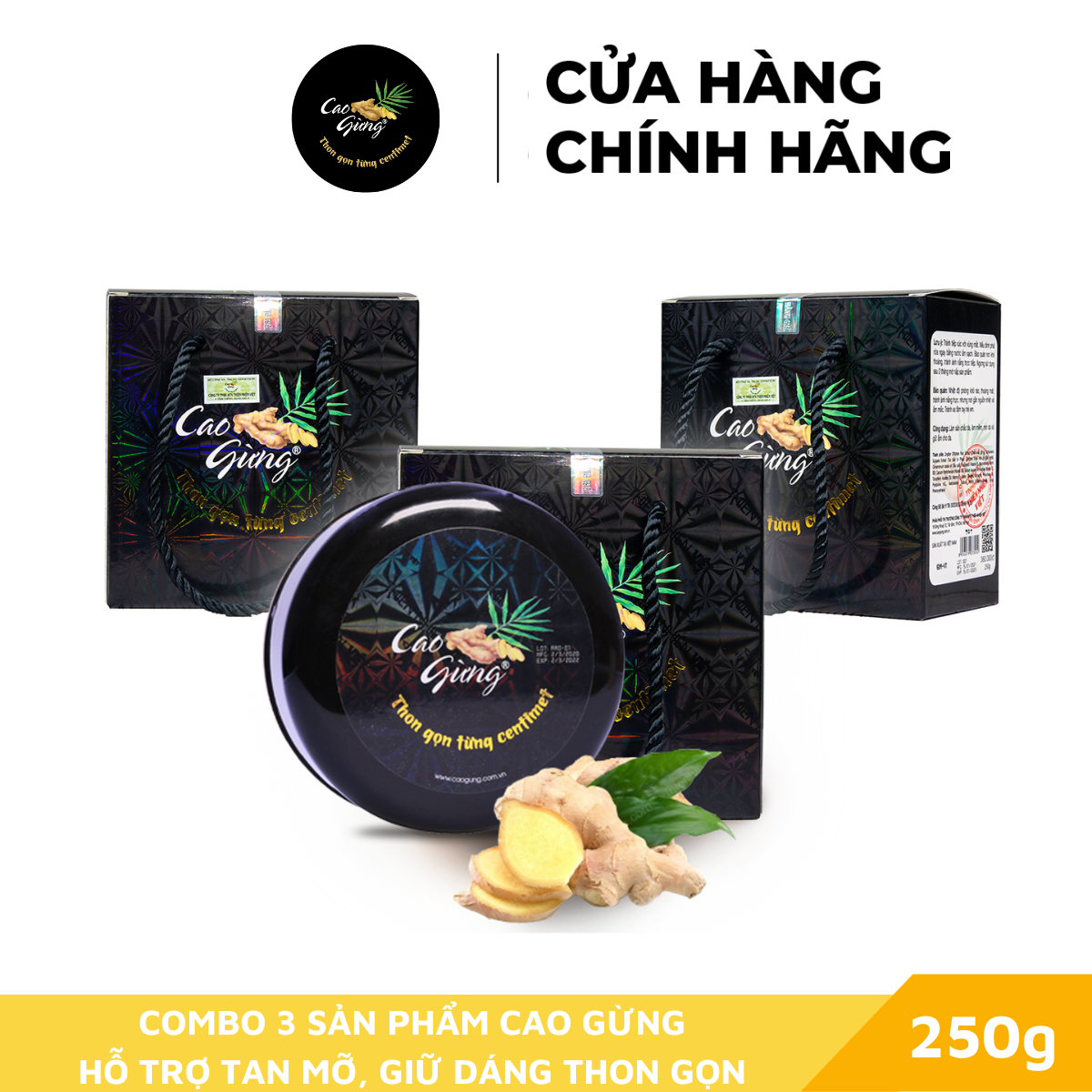 Combo 3 Hộp Cao Gừng Tan Mỡ Thiên Nhiên Việt 250g x3