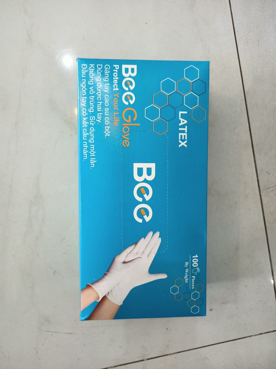 Găng tay y tế beeglove latex có bột - size xs, s, m, l,xl