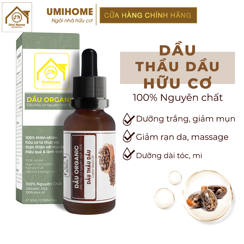 Dầu Thầu Dầu hữu cơ UMIHOME nguyên chất | Castor oil 100% Organic 10ML