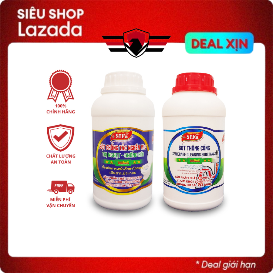 Bột thông cống cực mạnh Sifa 550gram, Bột thông bồn cầu cực mạnh, khử mùi hồi đánh bay mọi vết bẩn - Huy Tưởng