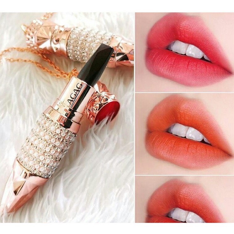 Son 3 màu chính hãng AGAG son lì dưỡng ẩm lâu trôi son môi 3 màu son thỏi bền màu son nội địa Trung son ba màu 2020 son dưỡng