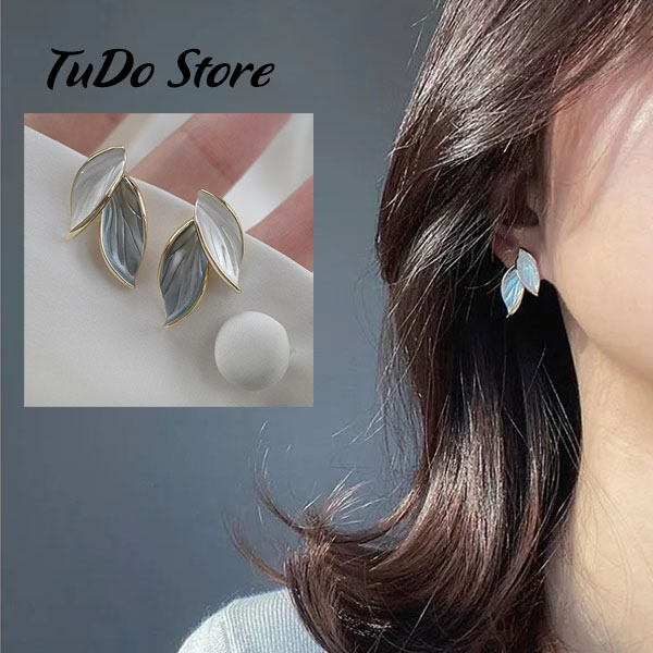 Bông tai, hoa tai nữ Hàn Quốc hình chiếc lá nhỏ gọn cá tính HT1