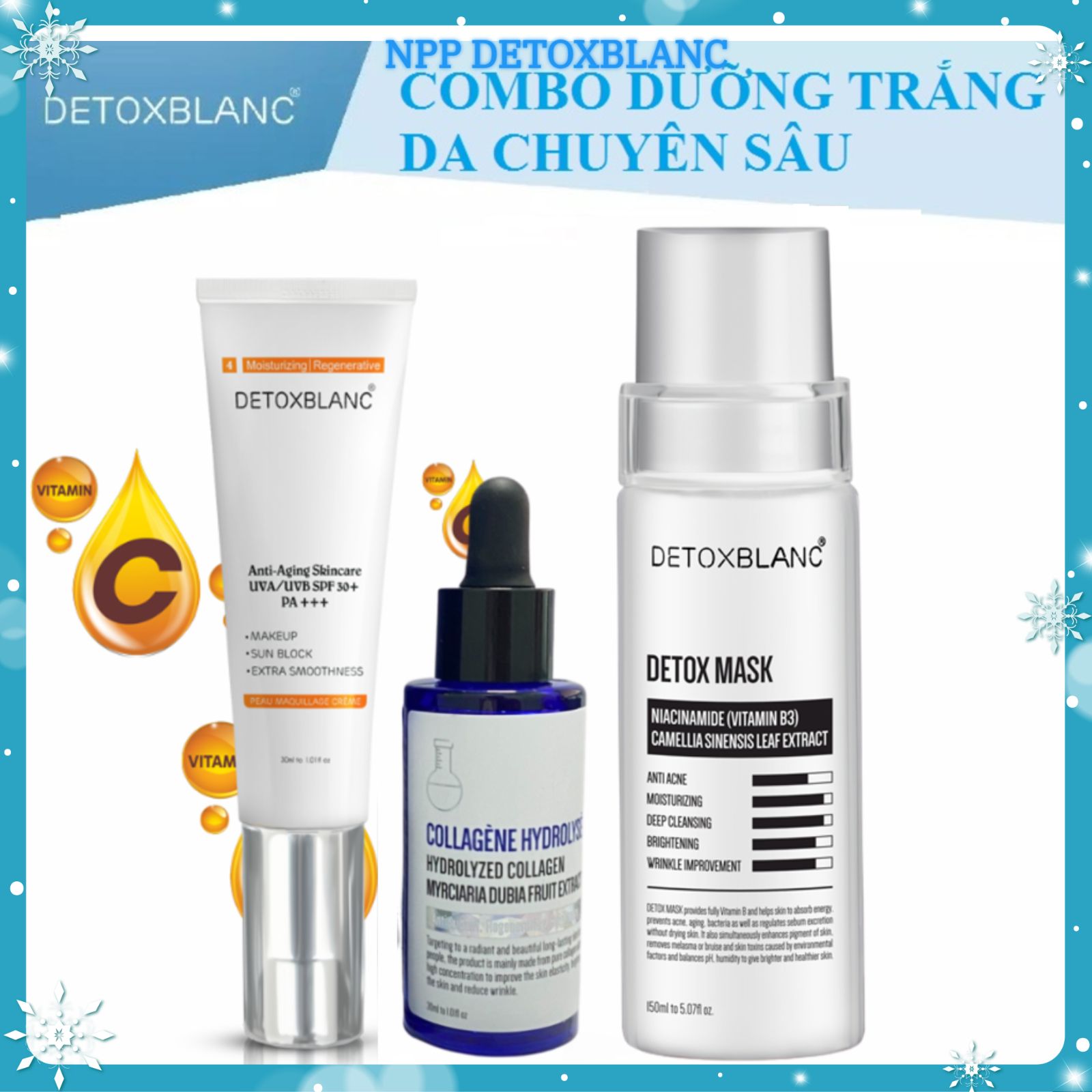Combo dưỡng trắng da mặt chuyên sâu Detoxblanc