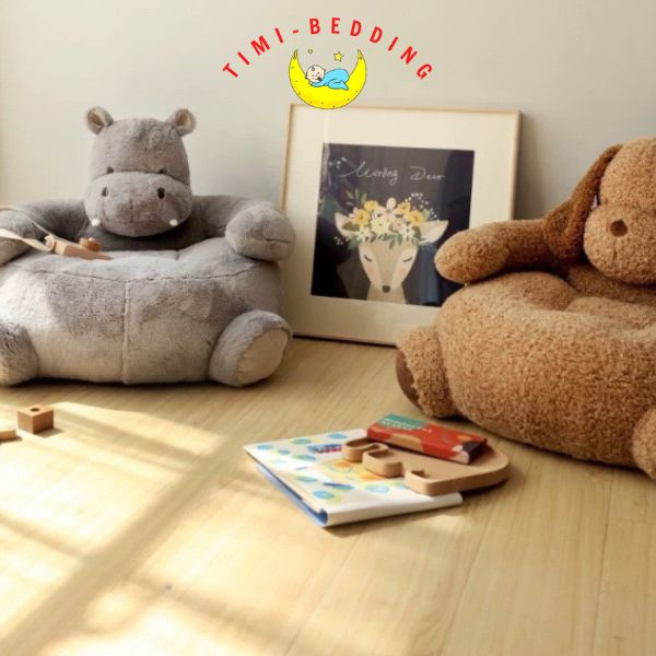 Ghế tựa lưng ngồi bệt bệt hình gấu teddy – Ghế lười cho bé kích thước 60x60cm – Timibedding