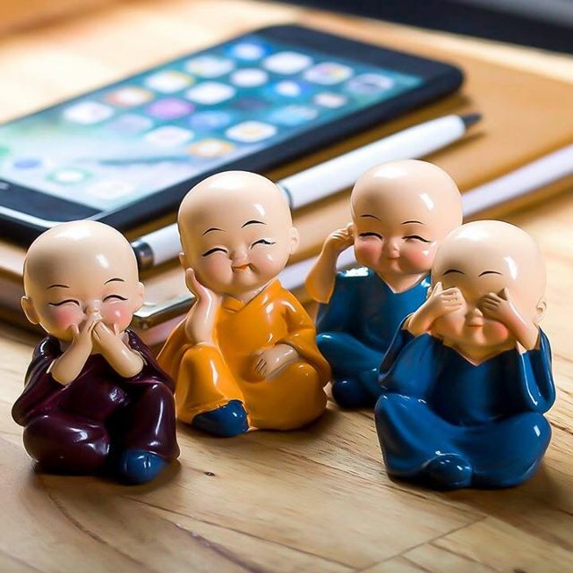 Bộ Tượng 4 Chú Tiểu " 4 KHÔNG " Nhật Bản - Cam Kết Men Tốt Thiết kế Nhẹ Nhàng Trang Nhã Để Trang Trí Nhà Cửa Xe Hơi.
