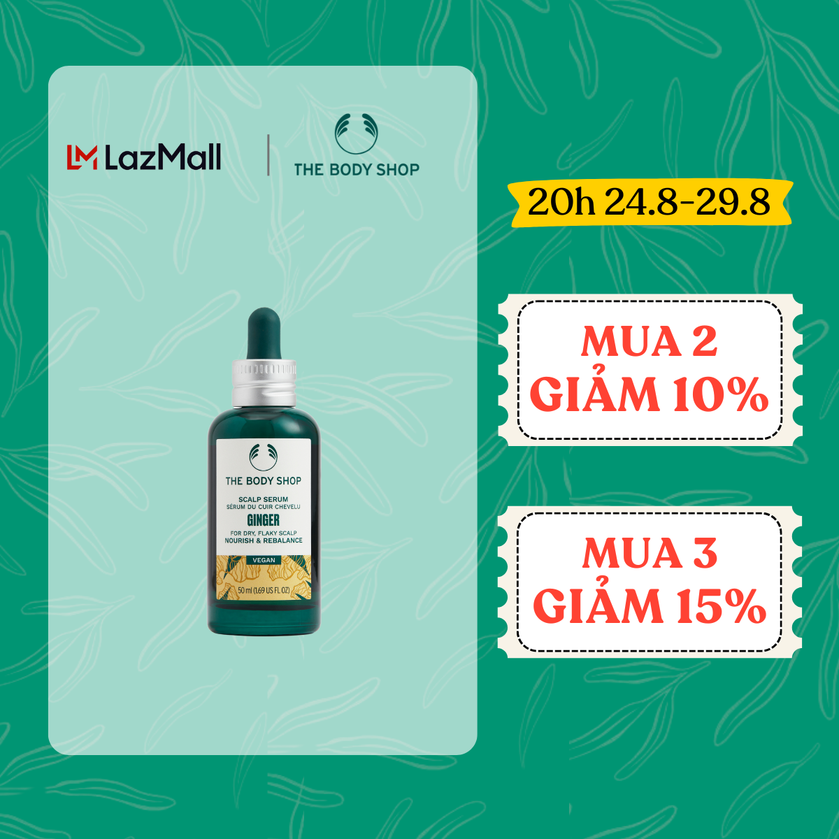 Tinh chất chăm sóc da đầu ginger scapl serum 50ml the body shop