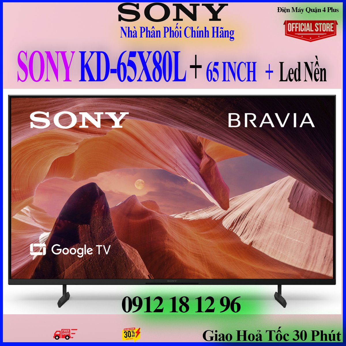 Sony 65X80L - Google Tivi Sony 4K 65 inch KD-65X80L - Hàng chính hãng - 4k sắc nét - tìm kiếm giọng nói - Led nền 4k