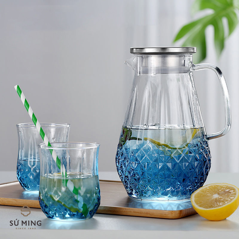 Bình trà thuỷ tinh nắp inox, chất dày