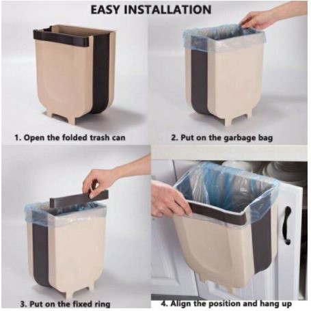 Thùng rác gấp gọn loại nhỏ 20x12x24cm thông minh chất liệu nhựa PP an toàn bền đẹp