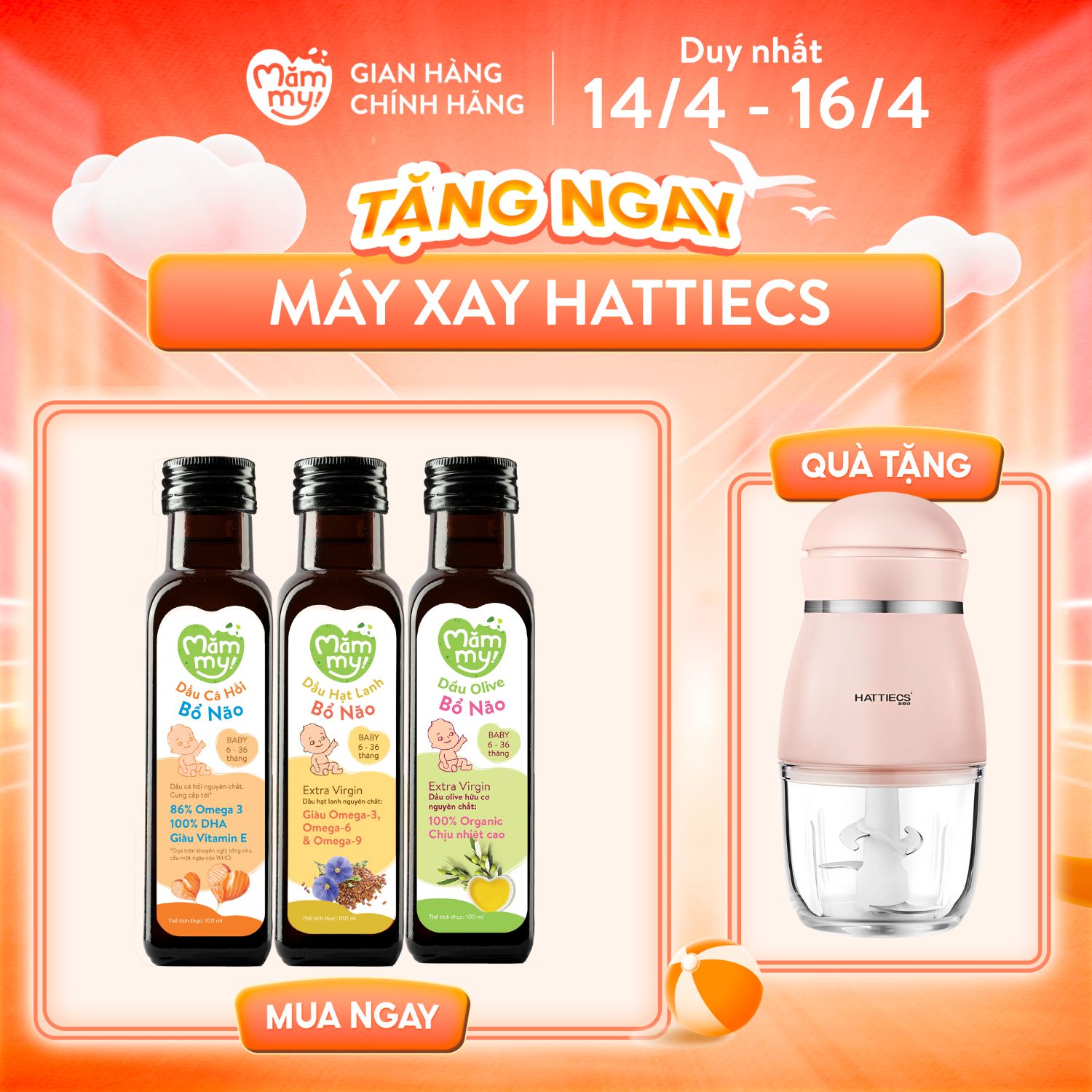 Combo 3 dầu ăn dặm bổ não Mămmy, dầu cá hồi, dầu hạt lanh, dầu Olive bổ sung DHA, Omega-3 cho bé từ 6 tháng, chai 100ml