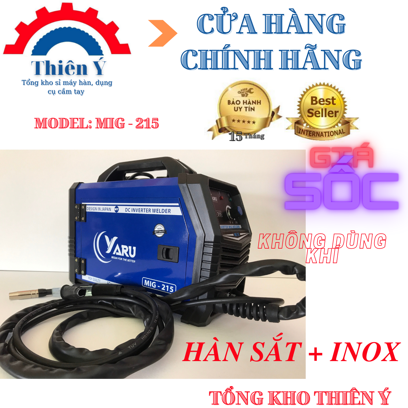 máy hàn mig + TẶNG FULL PHỤ KIỆN+ CÔNG TRÌNH+HÀN SẮT MỎNG 0.8MM ĐẾN 8LY