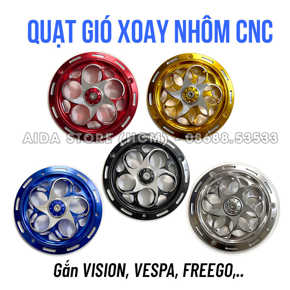 Quạt gió xoay nhôm CNC dày gắn VISION VESPA SCOOPY [Mẫu O]