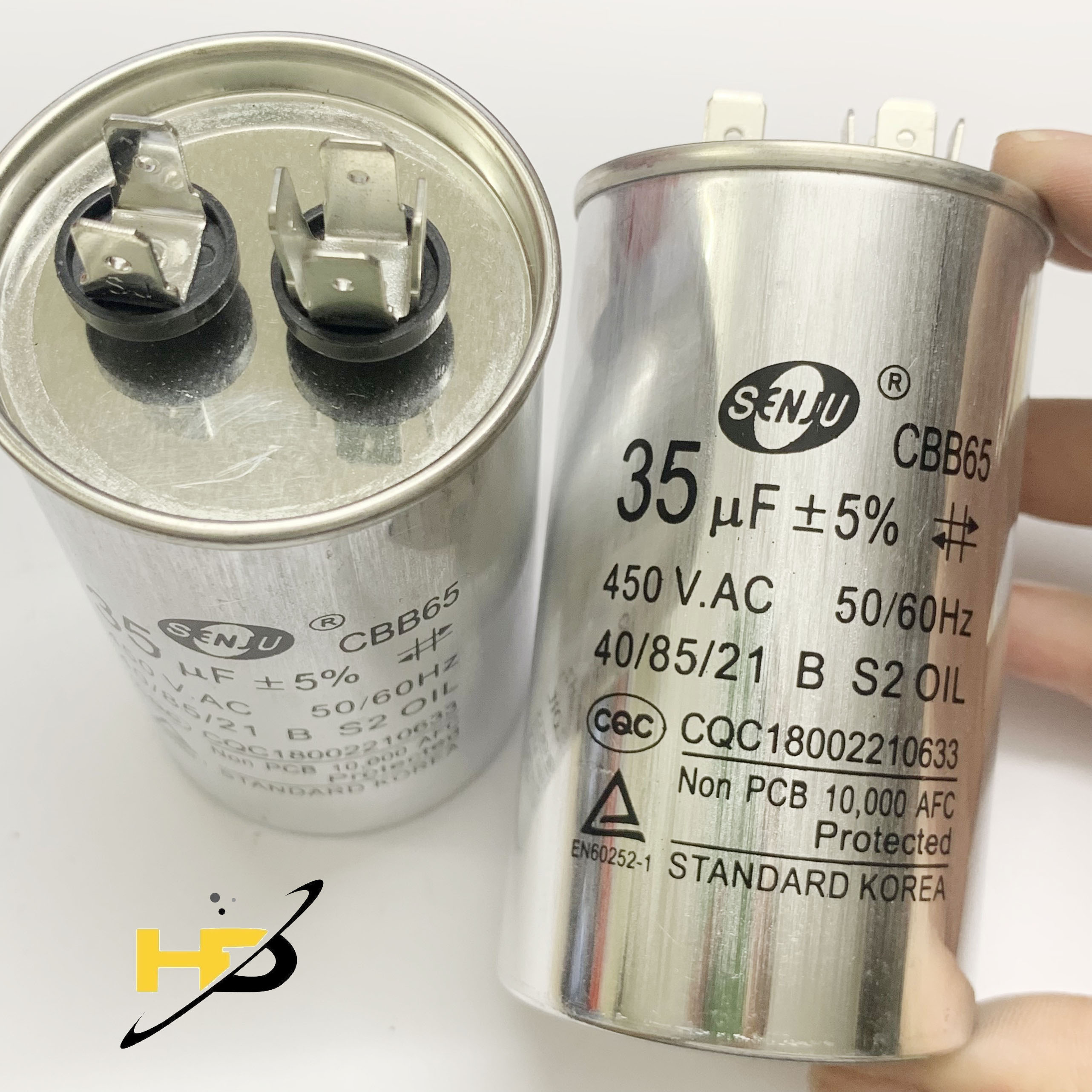 Linh kiện điện tử, tụ khởi động điều hòa cbb65 450vac 35uf 2 chân