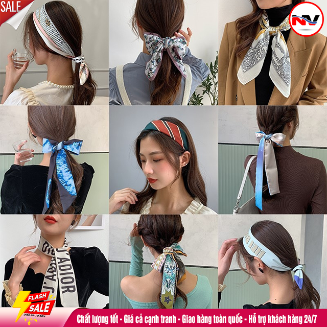 Khăn lụa đa chức năng hàn quốc băng đô khăn quàng cổ túi trang trí