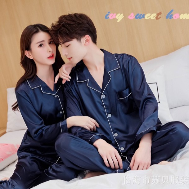 Đồ ngủ lụa dài tay satin cao cấp 💫 đồ đôi mặc nhà nam nữ 💫 ivy635
