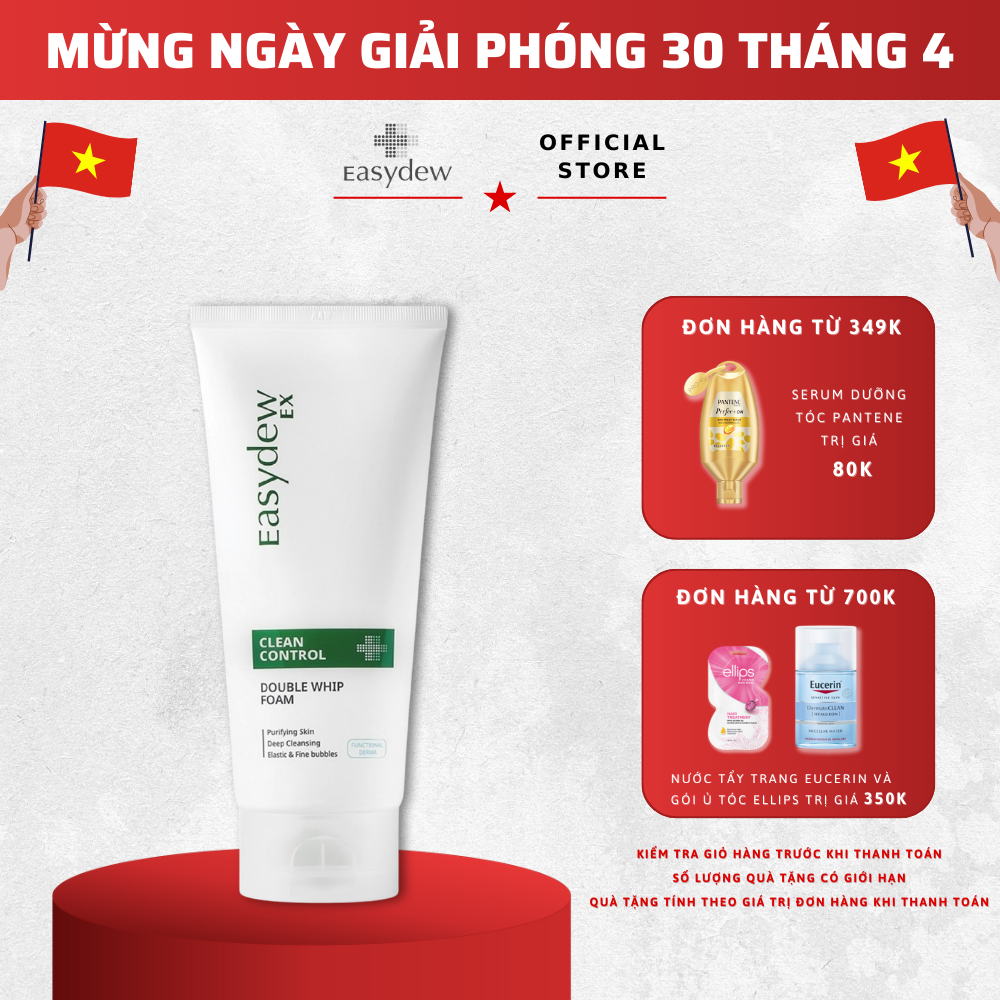 Sữa rửa mặt phục hồi dành cho da mụn easydew clean control double whip foam 150ml