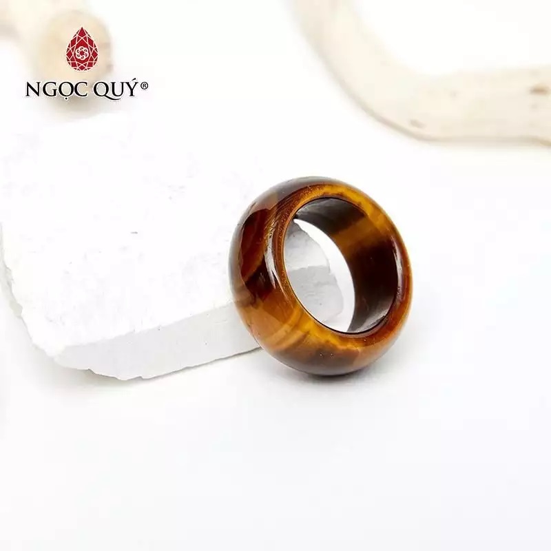 [HCM]Nhẫn Đá Thạch Anh Mắt Hổ Vàng Nâu Mệnh Thổ Kim - Ngọc Qúy Gemstones