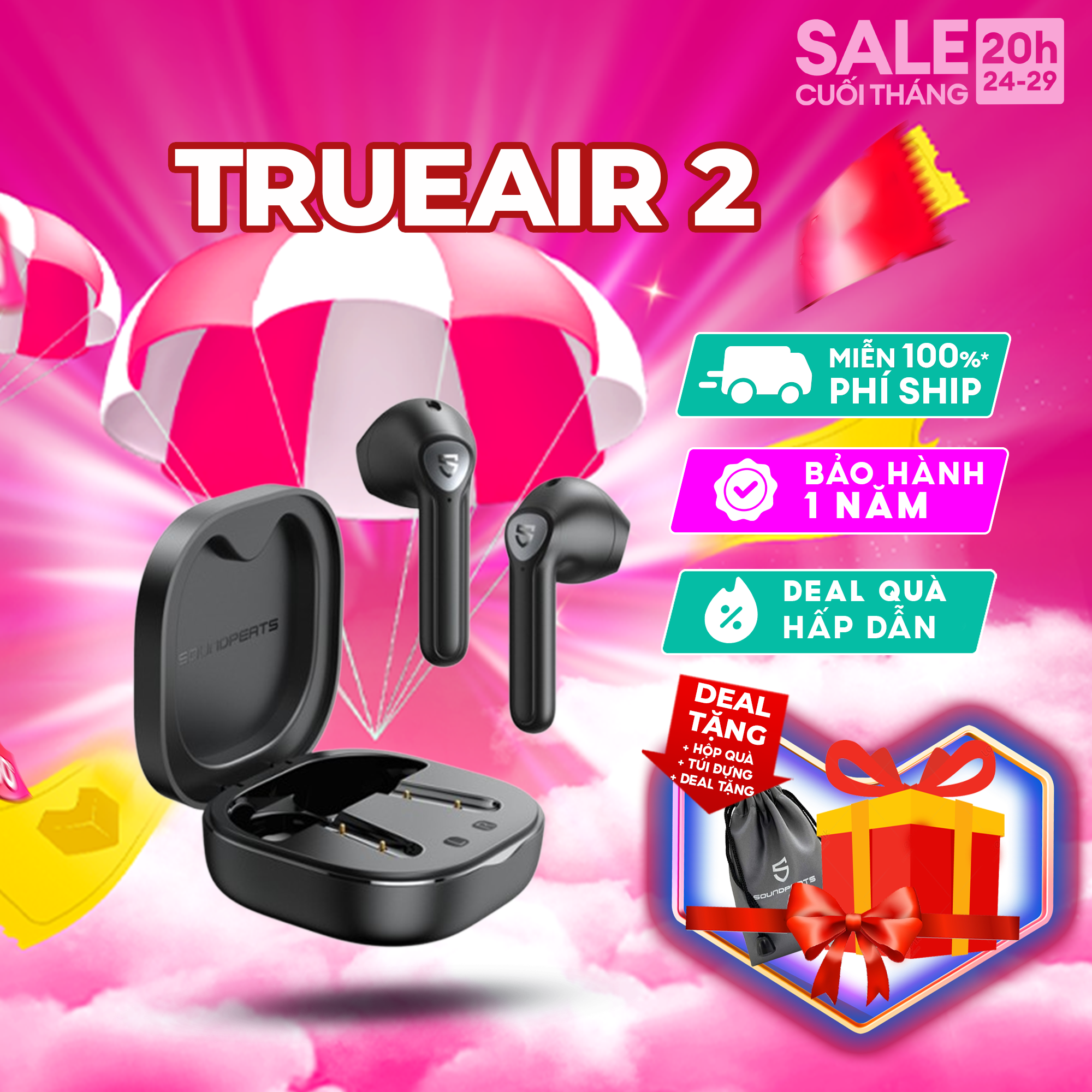 Tai nghe True Wireless Bluetooth SoundPeats TrueAir 2  aptX QCC3040 Bluetooth V5.2 (New Version)