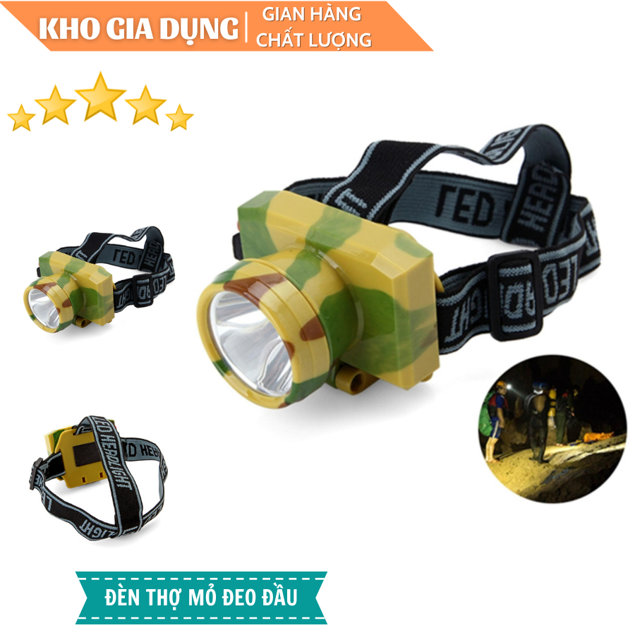 Đèn pin thợ mỏ đeo đầu siêu sáng VegaVN- Đèn pin đội đầu siêu sáng - Đèn Pin Led Siêu Sáng Đội Đầu 1 Bóng- Đèn pin đội đầu siêu sáng, đèn pin, đèn đội đầu, đèn đeo trán